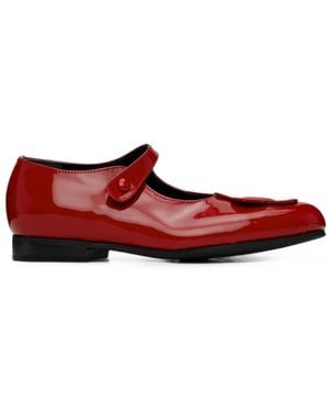 Comme des Garçons Mary Jane Patent-Leather Floral-Patch Ballet Flats - Red