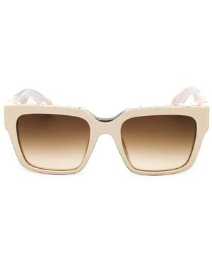 Roberto Cavalli Stud-Embellished Rectangle-Frame Sunglasses - Natural