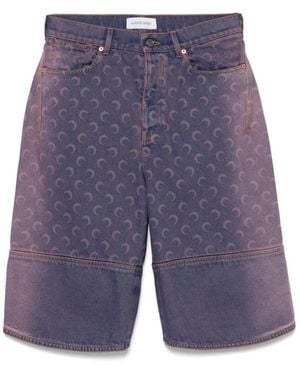 Marine Serre Moon Denim Shorts - Blue