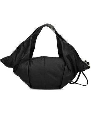 Vic Matié Grained Leather Draped Tote Bag - Black