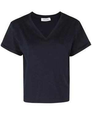 Gran Sasso Rolled-Cuff V-Neck T-Shirt - Blue