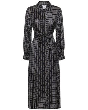 Max Mara Printed Silk Shirt Dress - Black