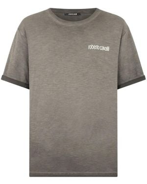Roberto Cavalli T-Shirt Mit Schlangenprint - Grau