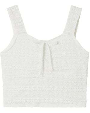 B+ AB Ruffled Bow-Detail Top - White