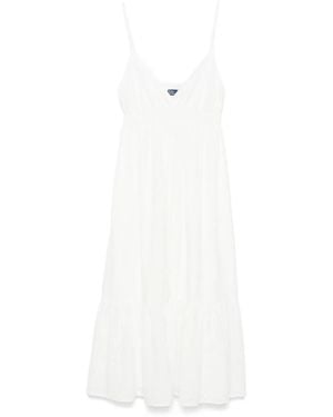 Polo Ralph Lauren Flowy Midi Dress With V-Neckline And Tiered Hem - White
