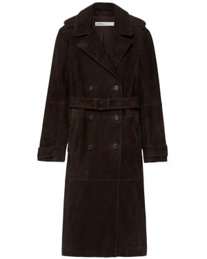 AllSaints Double-Breasted Suede Coat - Black