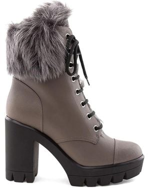 Giuseppe Zanotti Moyra Faux-Fur Trim Ankle Boots - Gray