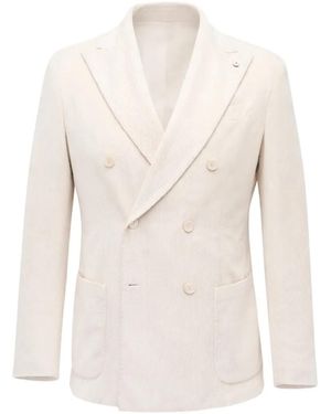 Lubiam Corduroy Double-Breasted Jacket - White