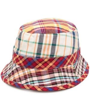 Madison Maison Check-Pattern Cotton Bucket Hat - Red