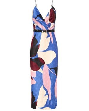Rebecca Vallance Mika Pleated Floral-print Midi Dress - Blue