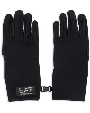 EA7 Logo-Print Gloves - Black