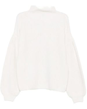 ELY ELY Ribbed-Knit High-Neck Sweater - White