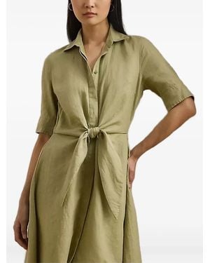 Ralph Lauren Tie-Front Shirt Dress - Green
