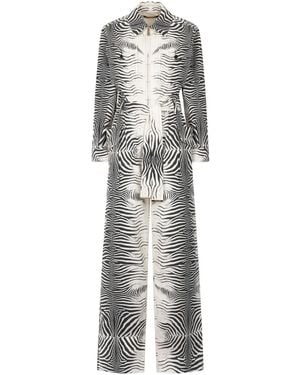 Roberto Cavalli Jumpsuit Met Zebraprint - Grijs