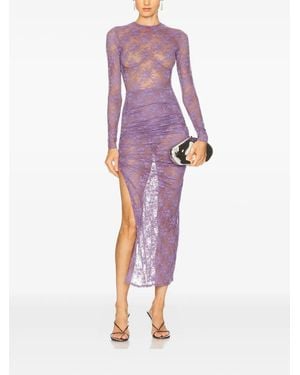 Alex Perry Lace Slit Maxi Dress - Purple