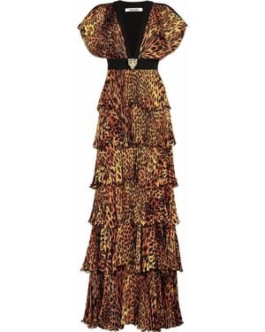 Roberto Cavalli Leopard-Print Long Evening Dress - Brown