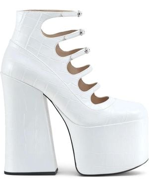 Marc Jacobs Lili 160mm Crocodile-embossed Leather Platform Court Shoes - White