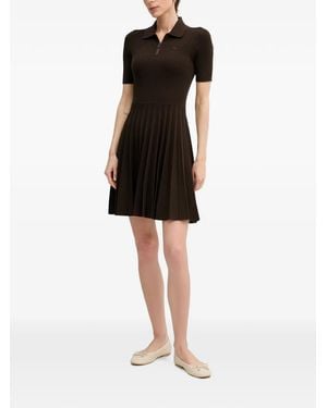 Lacoste Pleated Ribbed Mini Dress - Black