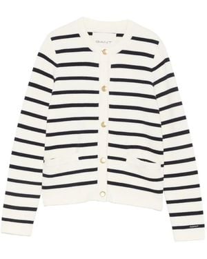 GANT Striped Button-Up Cardigan - White