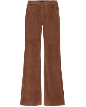 Nili Lotan Roe Flared Suede Trousers - Brown