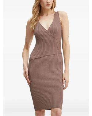 Guess Geripptes Midikleid - Braun