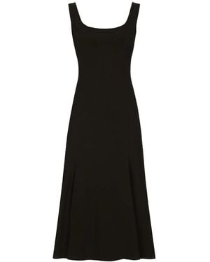 Dolce & Gabbana Midi A-Line Sleeveless Dress - Black