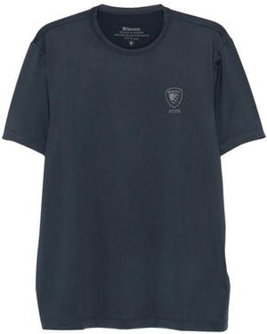 Blauer T-Shirt Mit Logo-Print - Blau