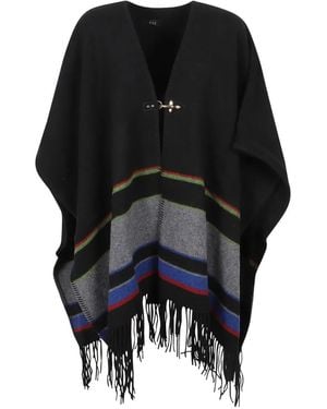 Fay Cape-Jacke Mit Hakenverschluss - Schwarz