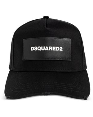DSquared² Logo-Patch Distressed Baseball Cap - Black