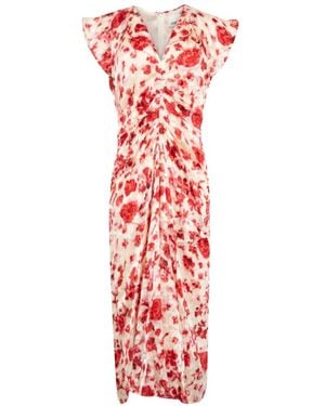 Isabel Marant Gerafftes Kleid Mit Blumenprint - Weiß