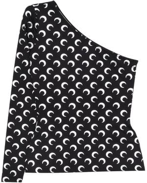 Marine Serre Crescent Moon Asymmetric Top - Black
