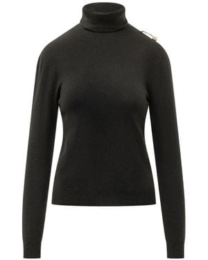Alberta Ferretti Jersey Con Cuello Vuelto - Negro
