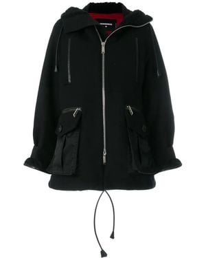 DSquared² Shearling Lined Hooded Coat - Black