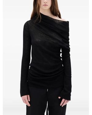 Ann Demeulemeester Tizziana Drop Shoulder Long Sleeve Knitted Top - Black