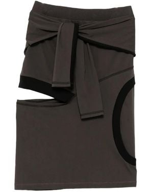 OPEN YY Cut-Out Colour-Block Midi Skirt - Black