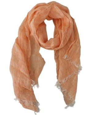 Malo Frayed Linen Scarf - Orange
