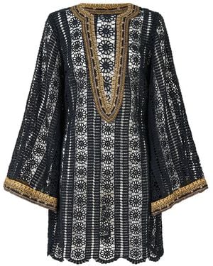 CAMILLA Lace Deep V-Neck Tunic - Black
