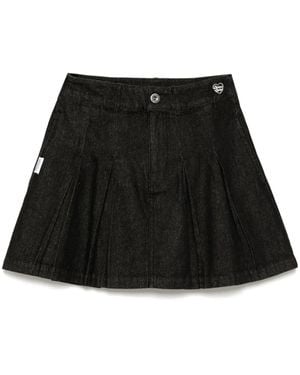 Chocoolate Denim Pleated Skirt - Black