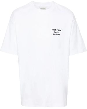 Drole de Monsieur Slogan-Print Cotton T-Shirt - White