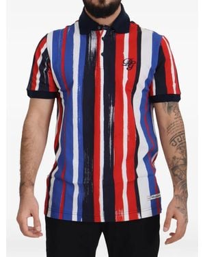 Dolce & Gabbana Paintstroke-Effect Striped Polo Shirt - Red