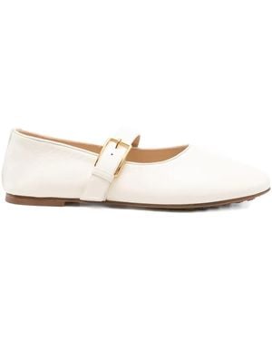 Dear Frances Leather Ballet Flats - Natural