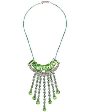 Dries Van Noten Collar Con Apliques De Strass - Verde