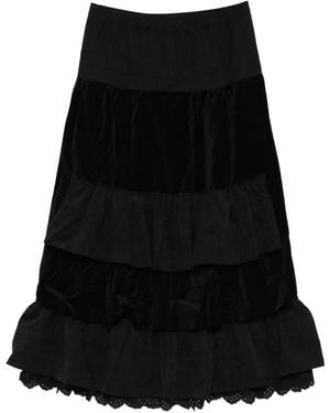 OPEN YY Falda A Capas Con Cintura Vuelta - Negro