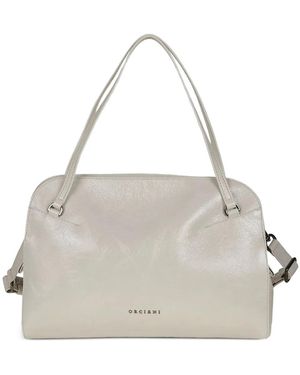 Orciani Grained Leather Shoulder Bag - Grey