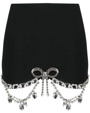 Area Crystal Bow Mini Skirt - Black