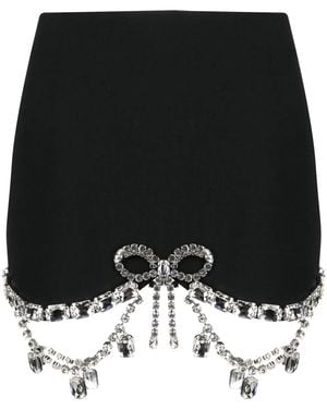 Area Crystal Bow Mini Skirt - Black