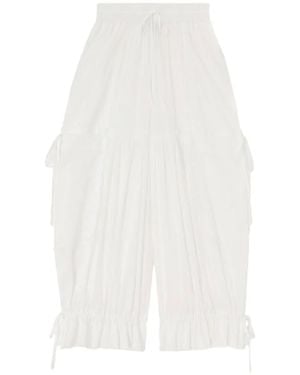 Ganni Ruffled Drawstring Pants - White