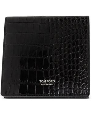 Tom Ford Crocodile-Effect Leather Wallet - Black