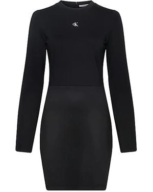 Calvin Klein ロングスリーブ ミニドレス - ブラック