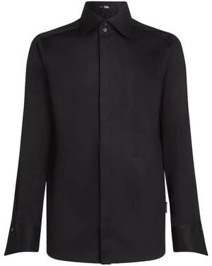 KARL LAGERFELD Essential Collar-Detail Shirt - Black